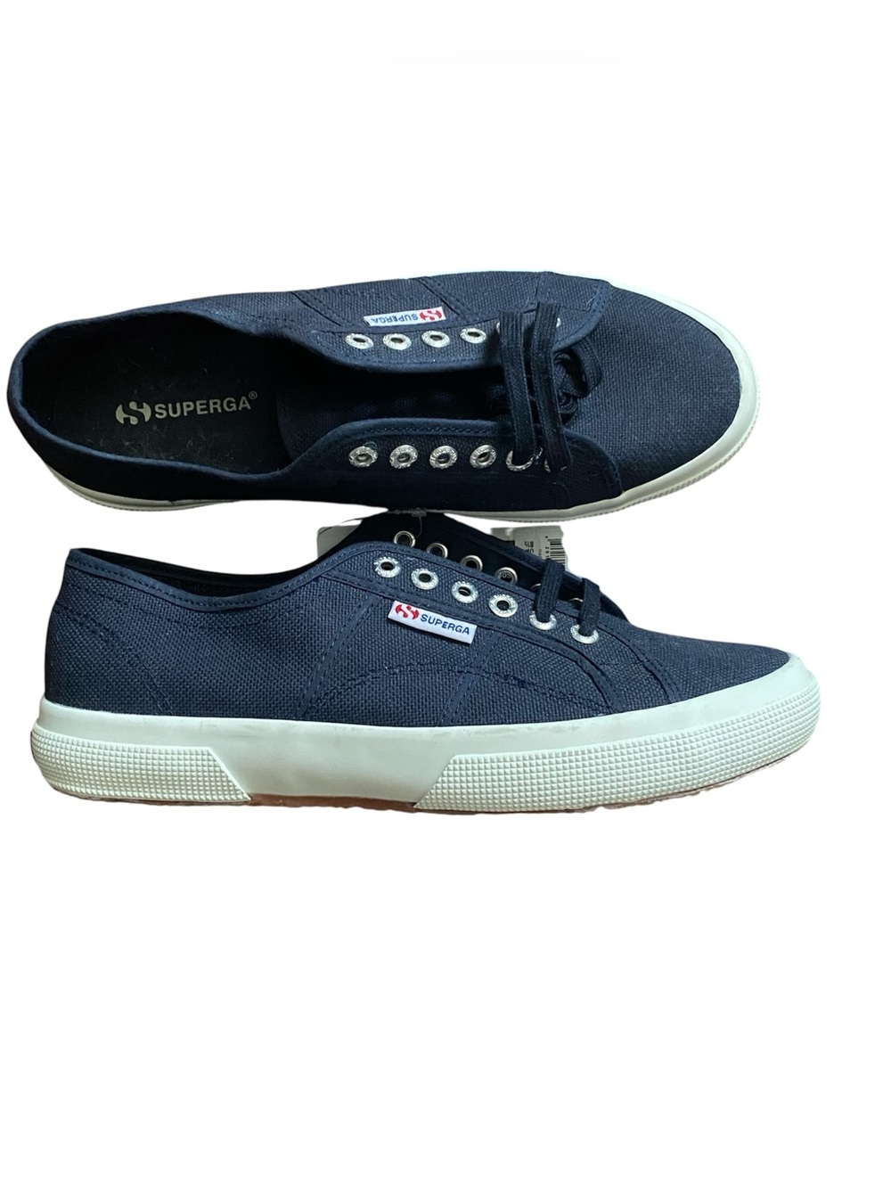 Superga Canvas Lace-Up Sneakers Men’s 9.5 Navy and White New With Tags